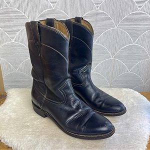 Vintage Pecos Bill Navy Leather Cowgirl Boots